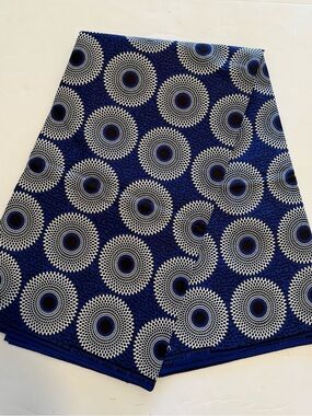 Blue & White Circular Print Cotton Fabric